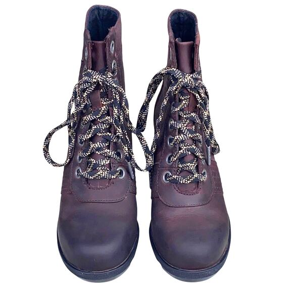 Sorel Women’s Lexie Maroon Leather Lace Up Wedge Ankle Boot Size 6 - Picture 6 of 9
